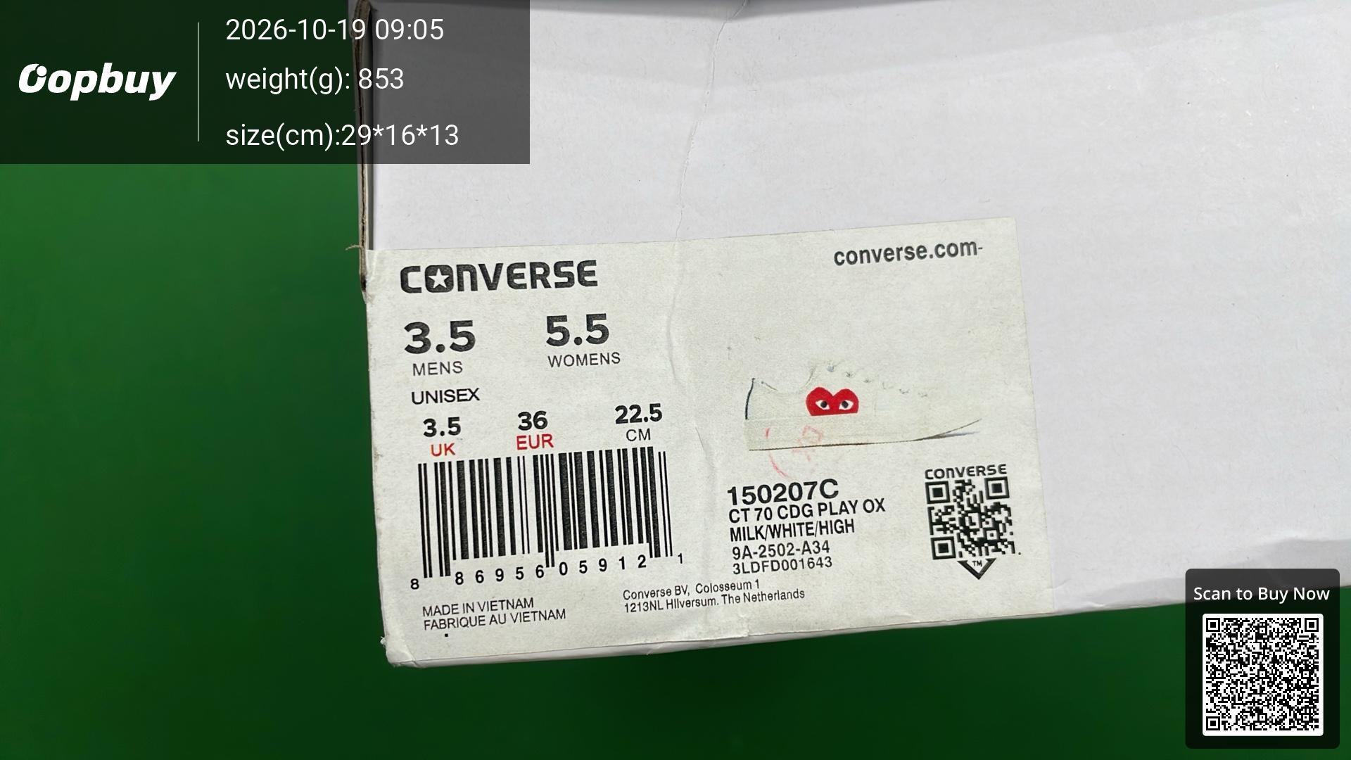 Foto QC 2 de Converse Chuck Taylor All Star 70 Hi Comme des Garcons PLAY Black 150204C