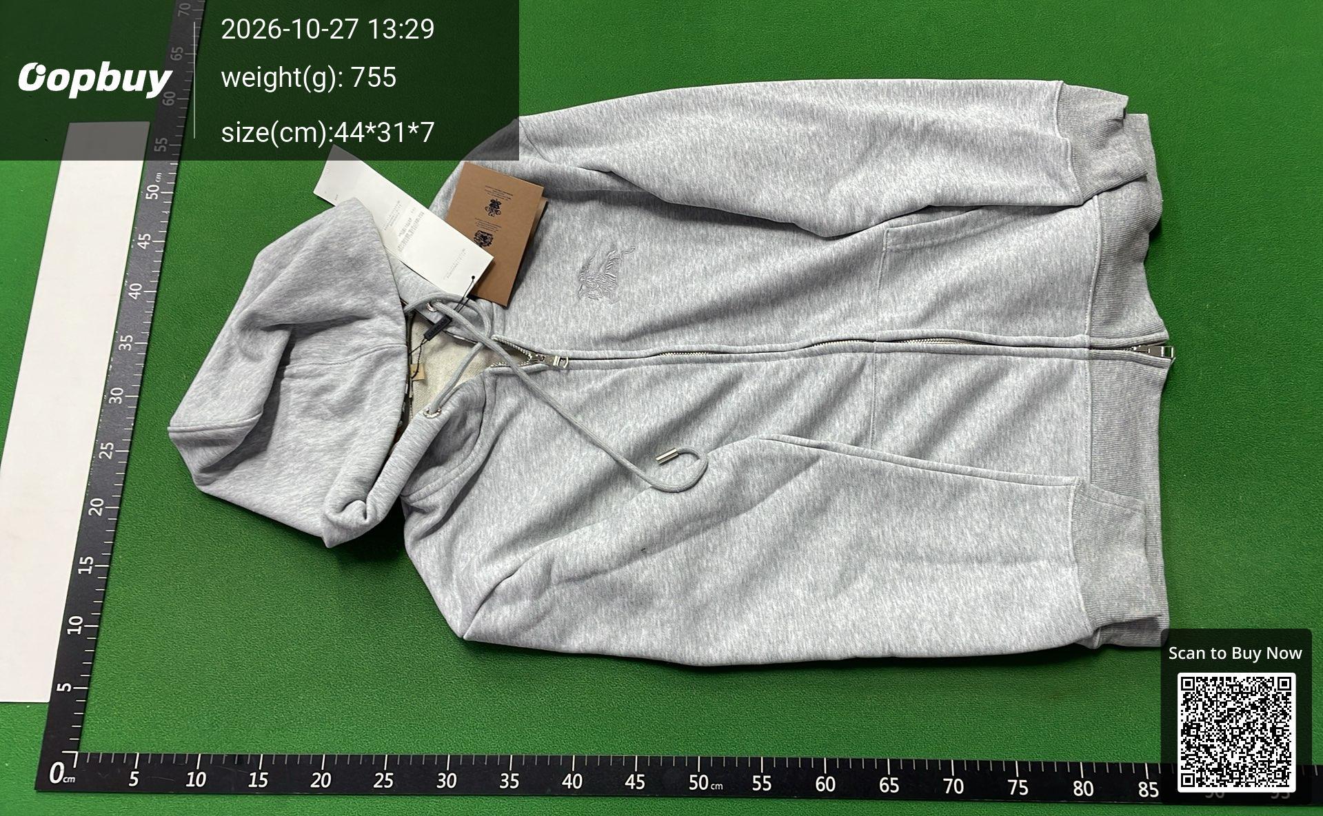 Foto QC 5 de Burberry Equestrian Knight Logo Hoodie Jacket Grey