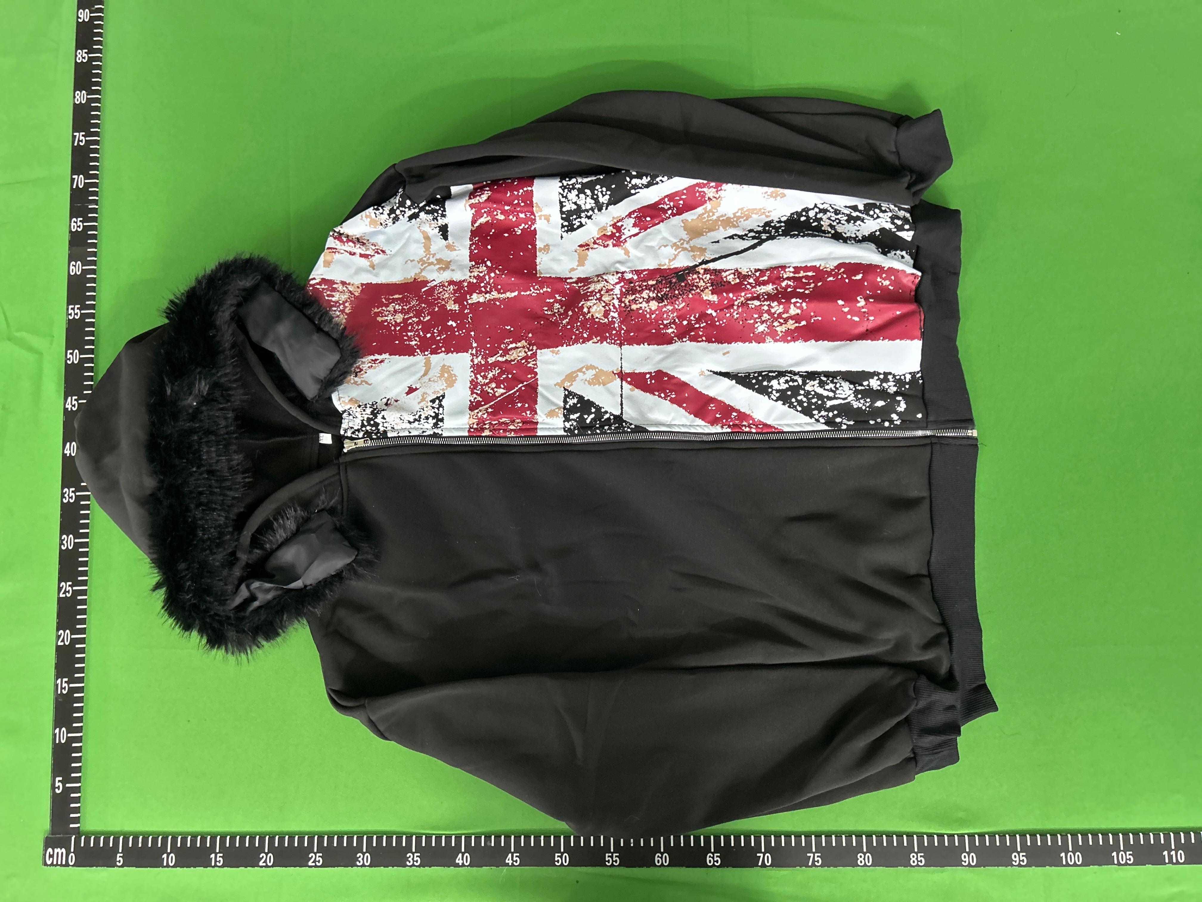 Foto QC 3 de Other Zip-Up Jacket Fur Hood Union Jack Black