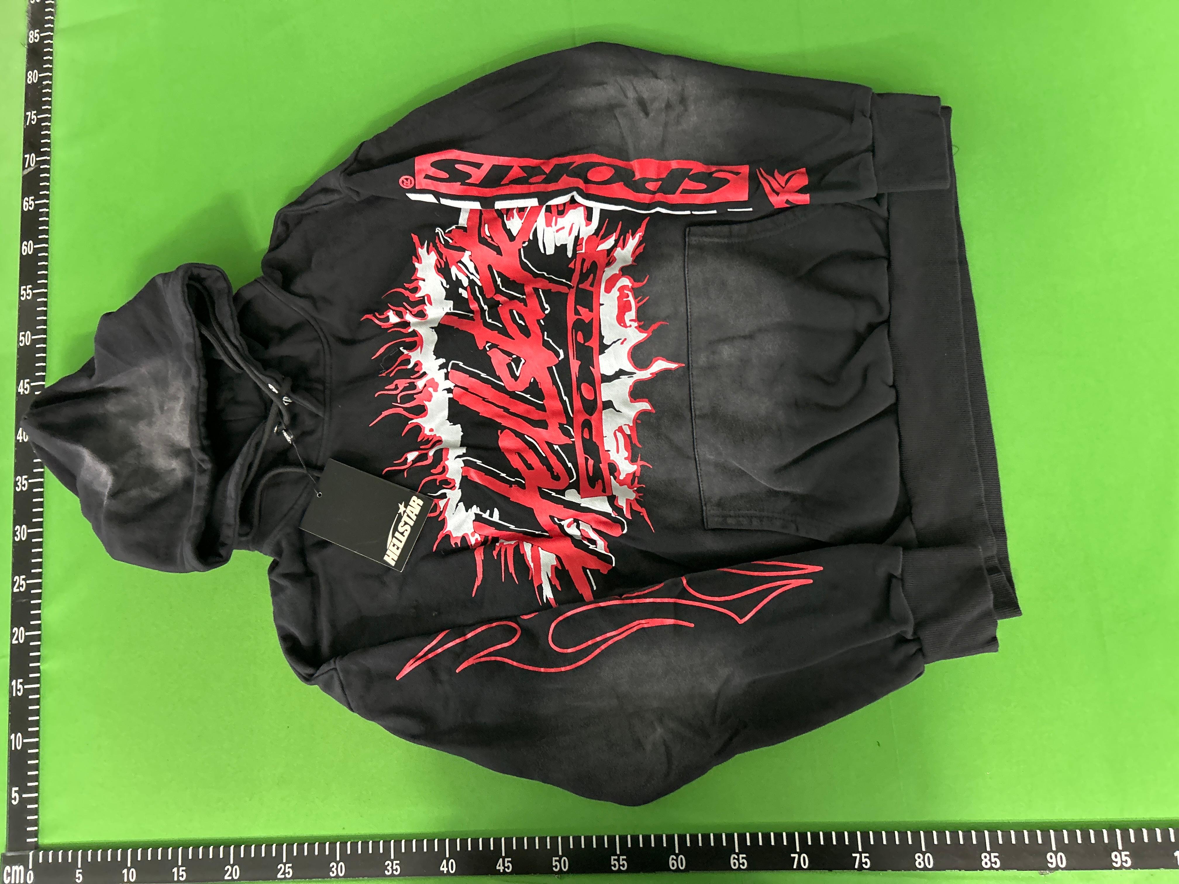 Foto QC 3 de Hellstar Hoodie Star Logo Flame Sleeve Black