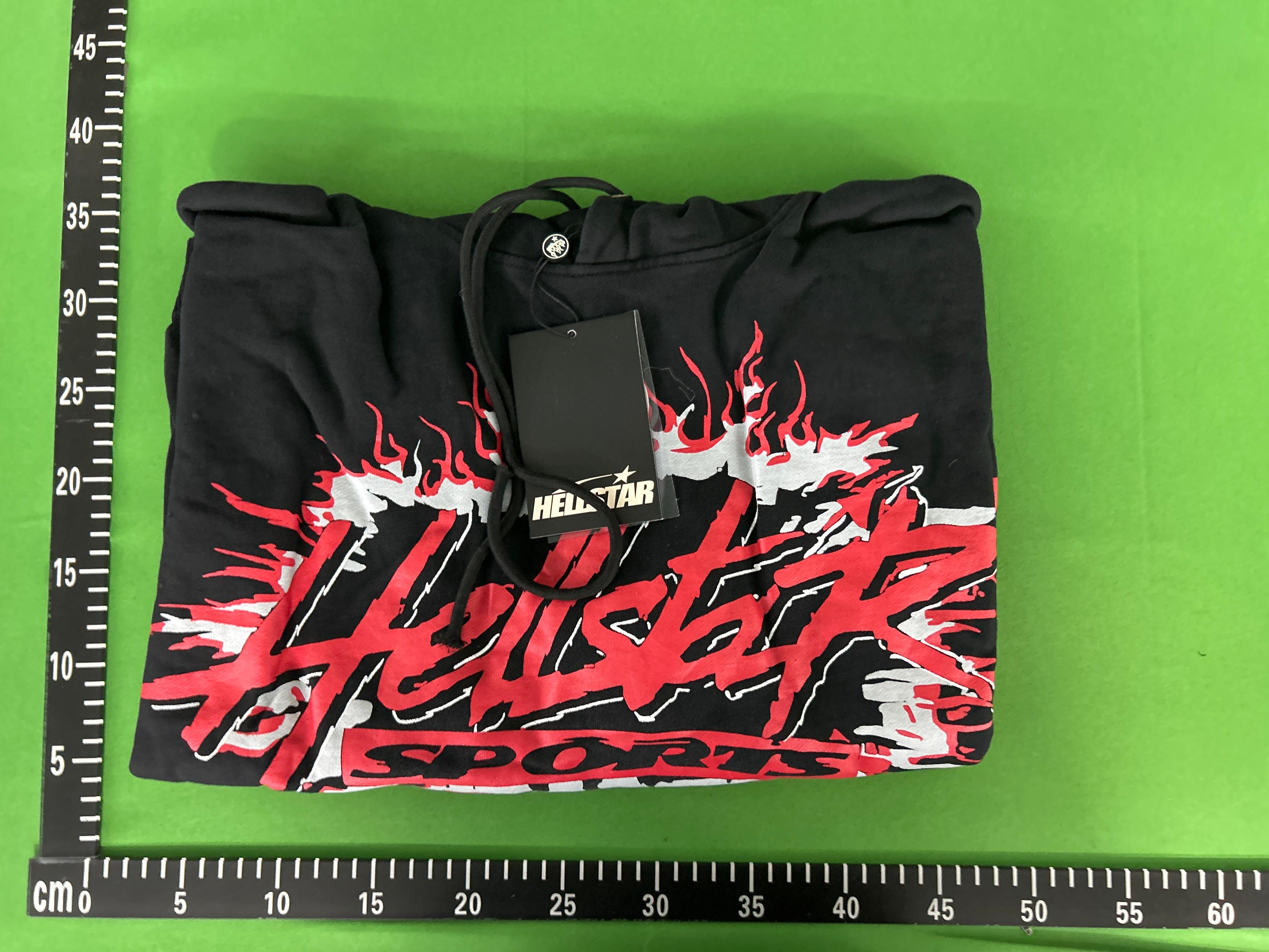 Foto QC 1 de Hellstar Hoodie Star Logo Flame Sleeve Black