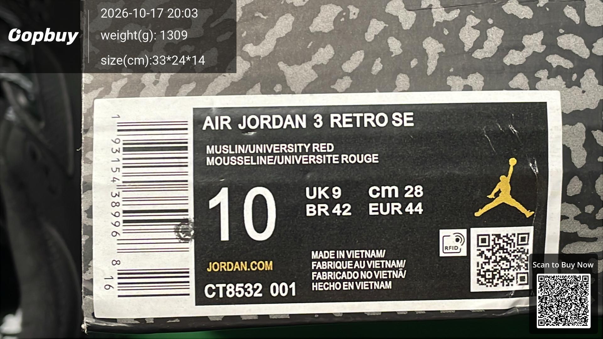 Foto QC 2 de Jordan 3 Retro Fire Red DN3707-160