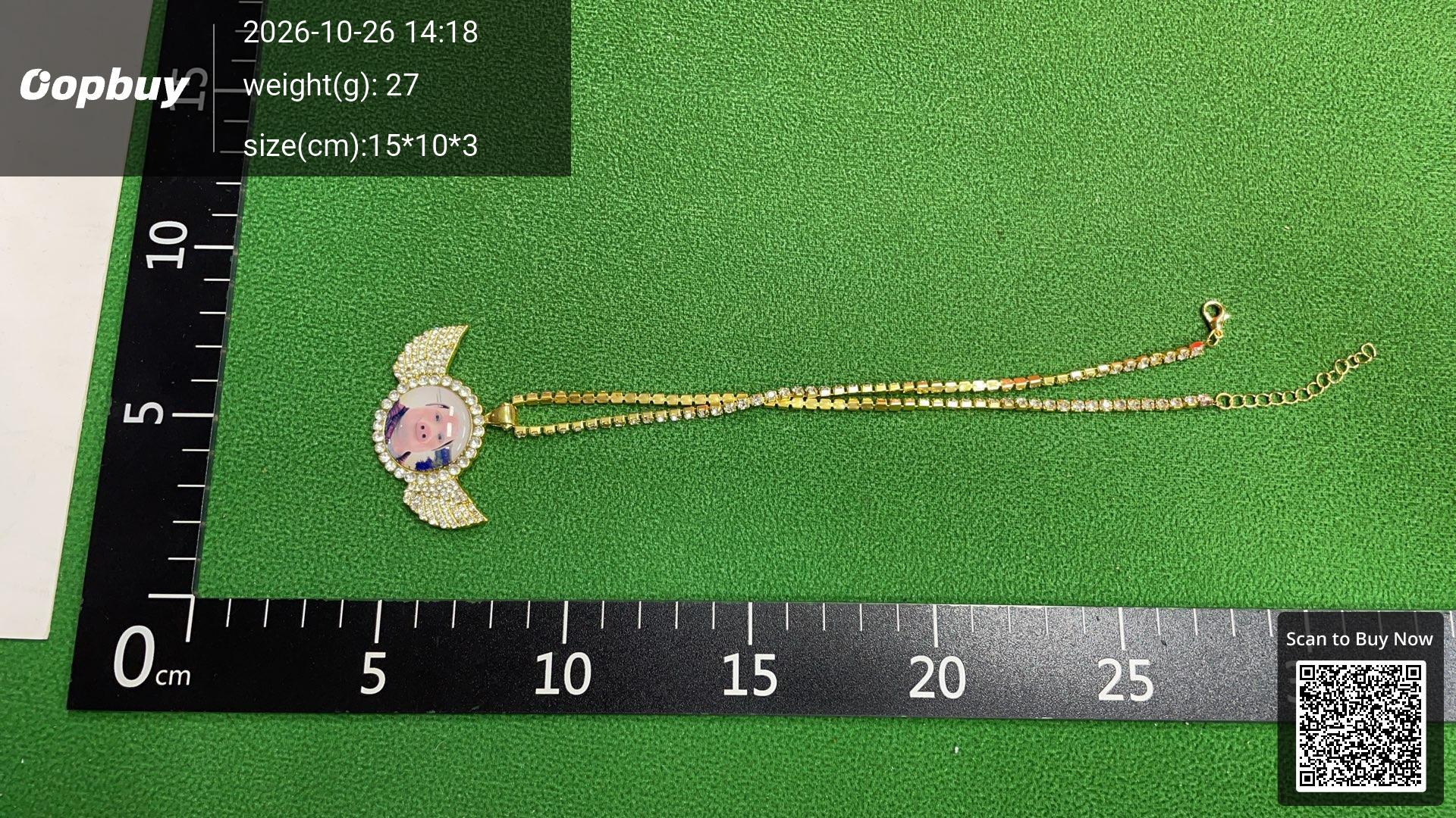 Foto QC 8 de Generic John Pork Necklace Metal Rhinestone Silver