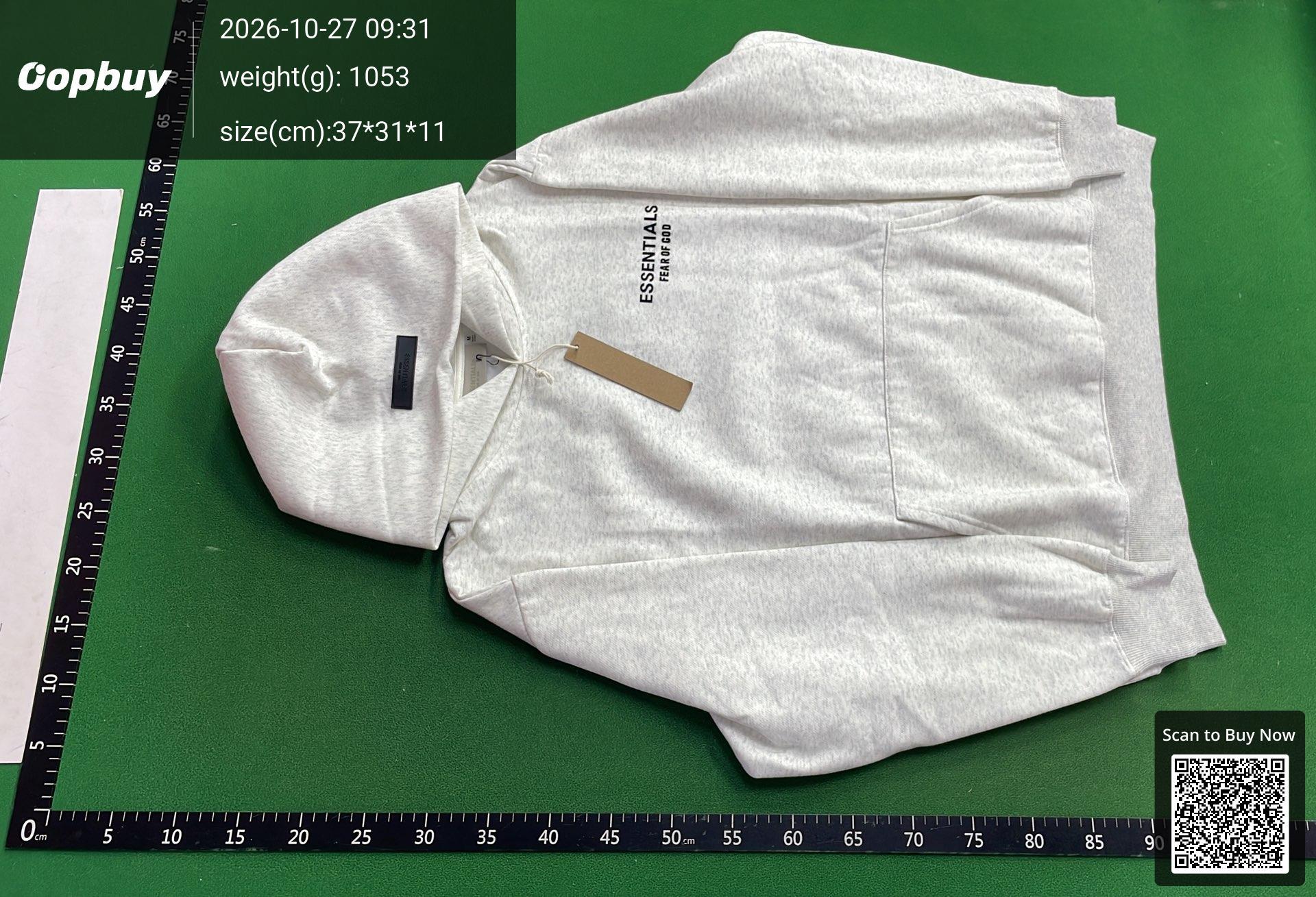 Foto QC 7 de Fear of God Essentials Hoodie Flocked Logo Black