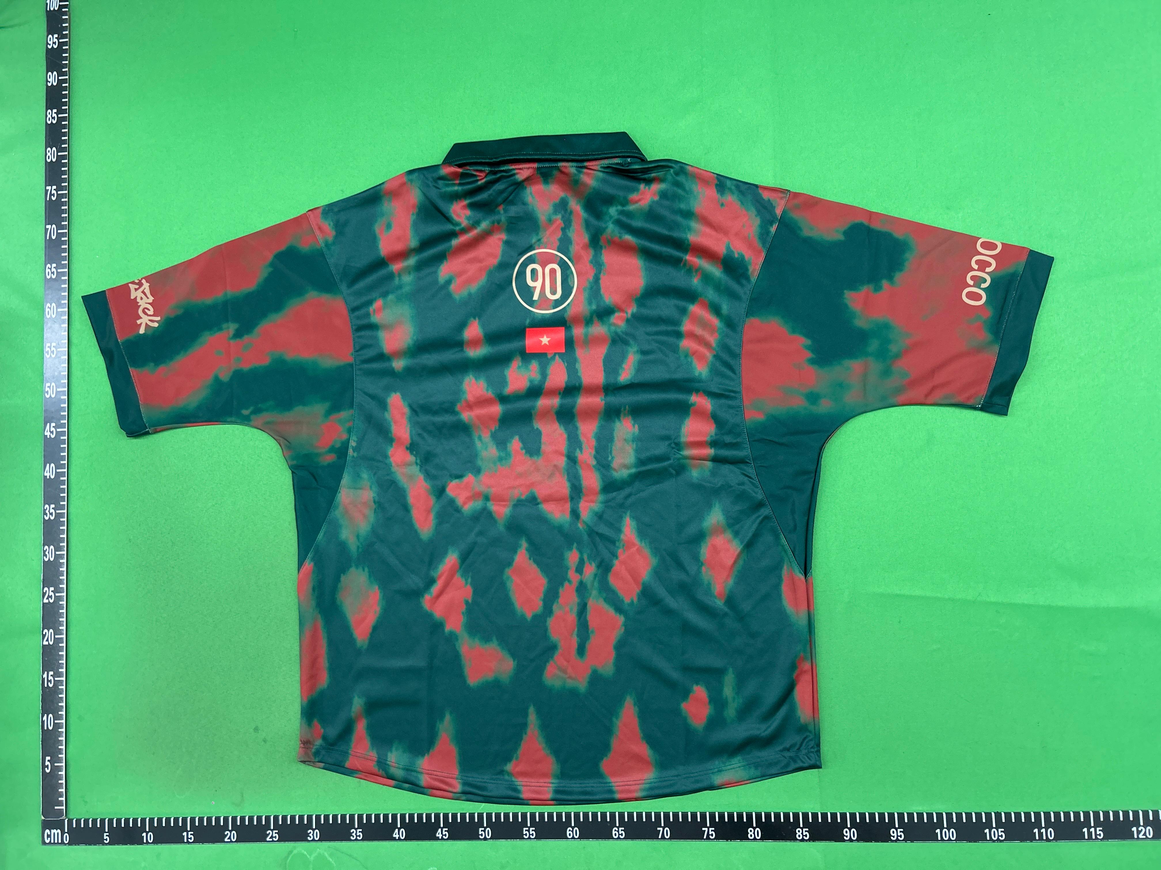 Foto QC 4 de Retro Colorblock V-Neck Polo Soccer Jersey Red Blue