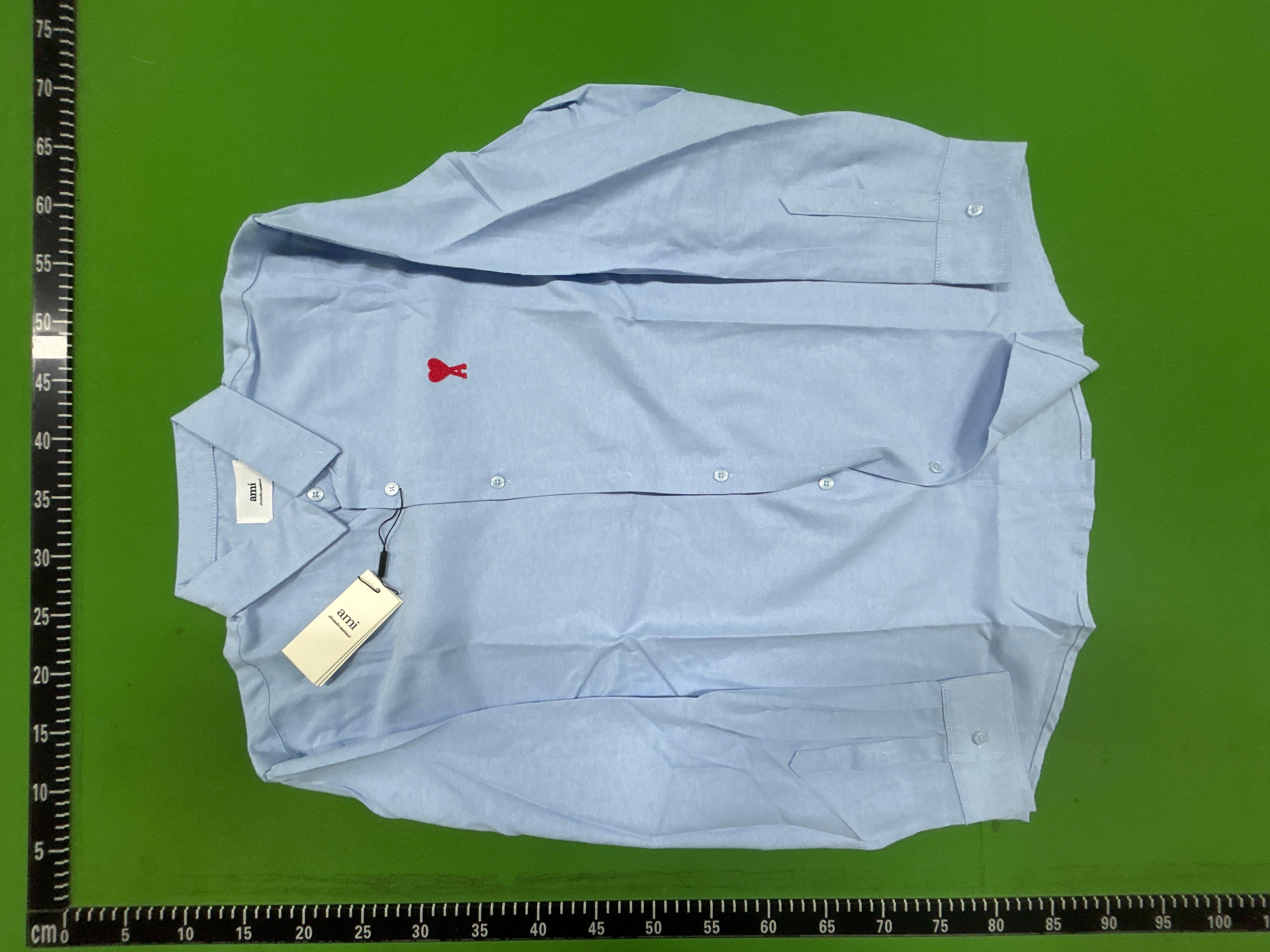 Foto QC 8 de AMI Paris Ami de Coeur Shirt Striped Button-Down Sky Blue/Natural White