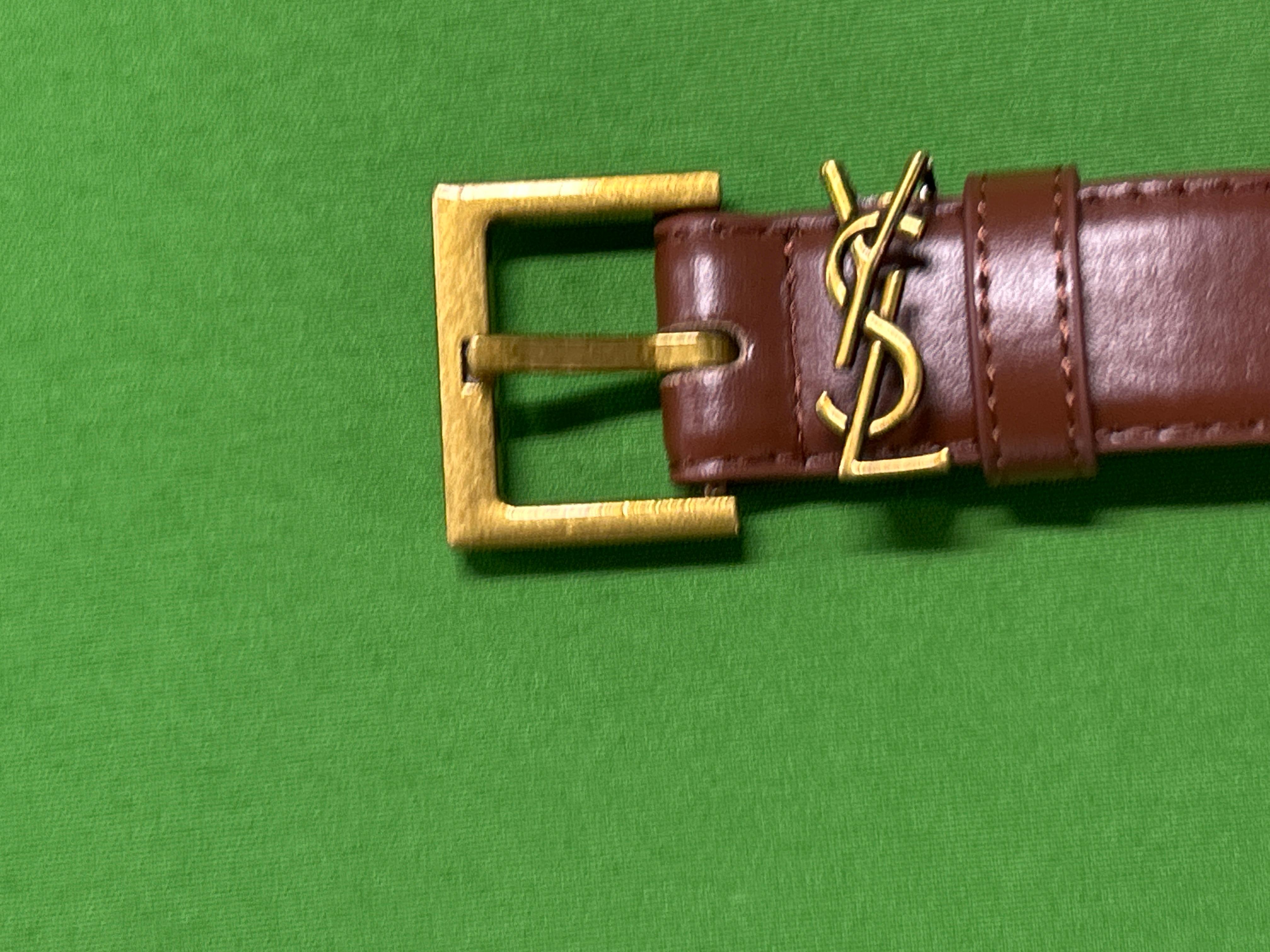 Foto QC 1 de Saint Laurent YSL Monogram Belt Brown