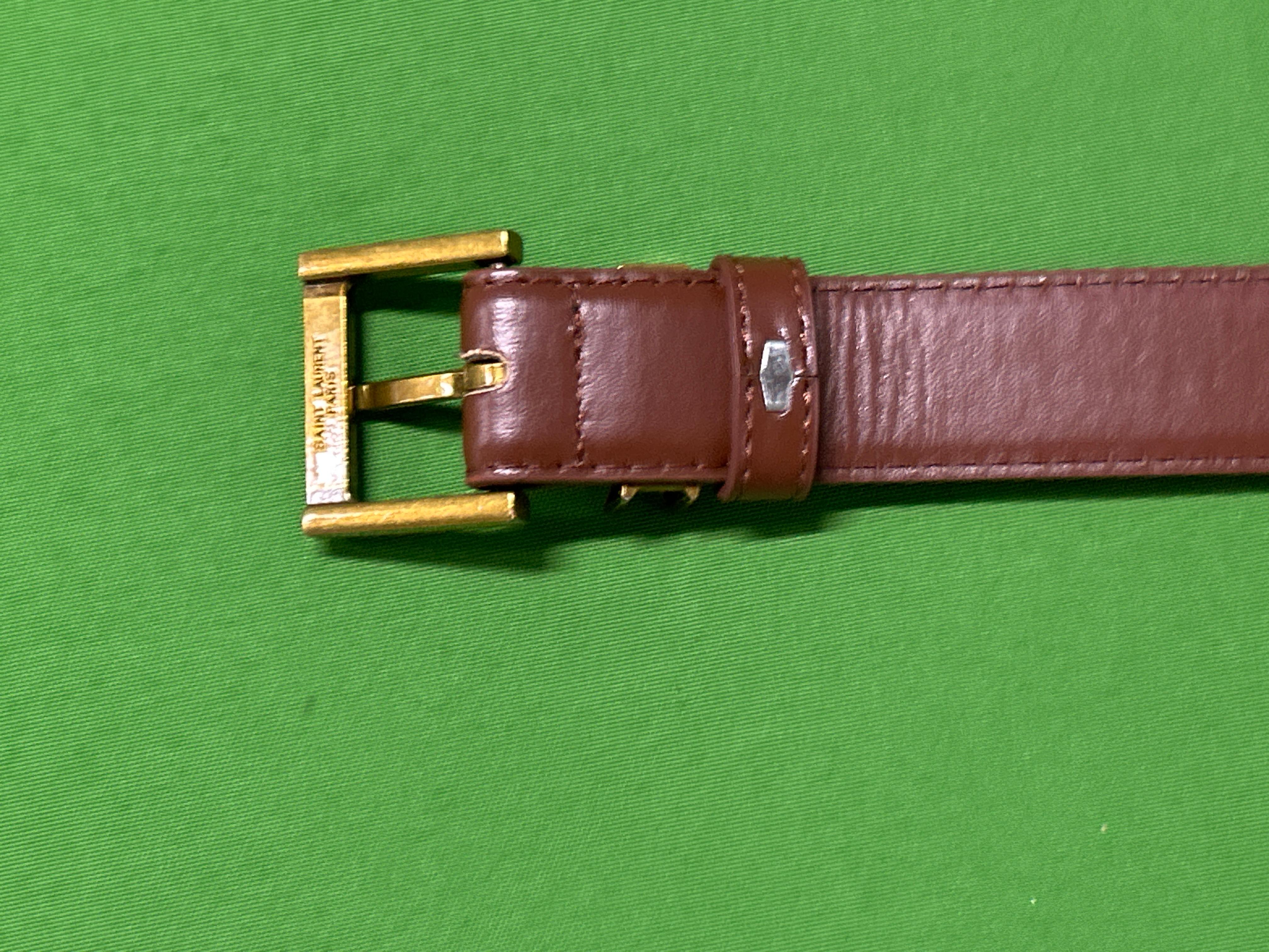 Foto QC 4 de Saint Laurent YSL Monogram Belt Brown